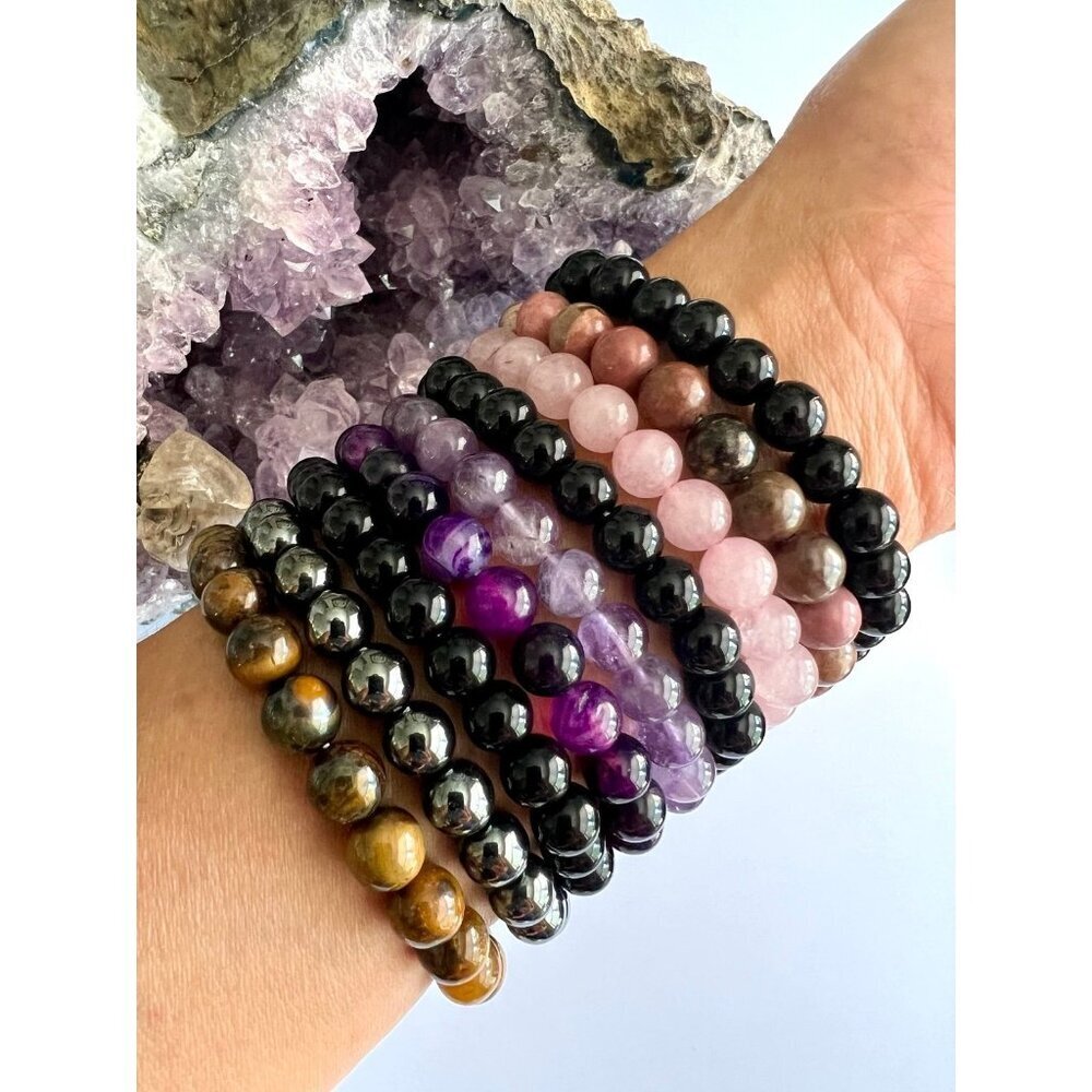 3 Bracelets! BLACK ONYX Mala Bead Bracelet Stack